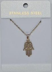 NSS11364 Stainless steel hamsa necklace gold plated