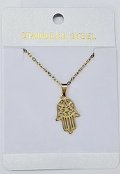 NSS11366 Stainless steel hamsa necklace gold plated