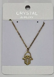 NSS11368 Stainless steel hamsa necklace gold plated