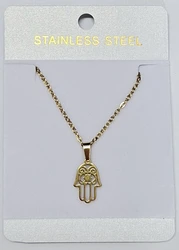 NSS11370 Stainless steel hamsa necklace gold plated