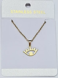 NSS11373 Stainless steel eye necklace gold plated