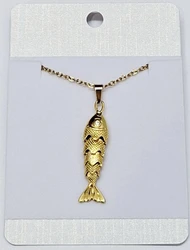 NBU12029  Fish necklaces medium size gold plated