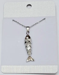 NBU12030  Fish necklaces medium size silver plated
